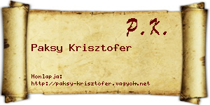 Paksy Krisztofer névjegykártya